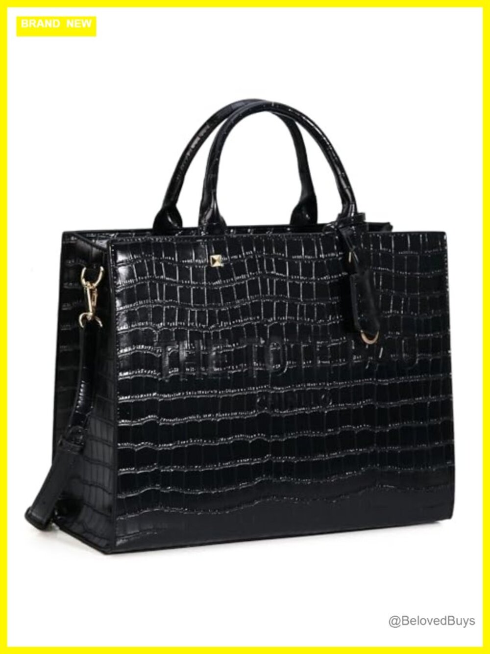 Women's Crocodile Satchel Tote Bag with Adjustable Shoulder Strap